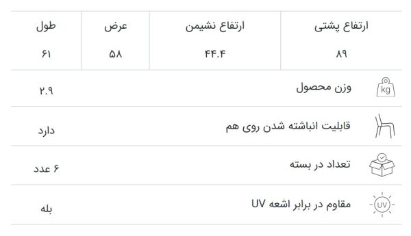 صندلی پلاستیکی مدل دالتون شطرنجی (Dalton) - تصویر 10
