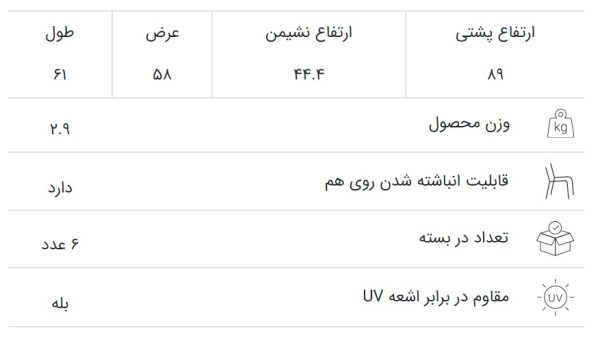 صندلی پلاستیکی مدل دالتون زبرا (Dalton) - تصویر 16