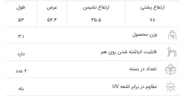 صندلی پلاستیکی مدل ملینا الماسی (Melina) - تصویر 10